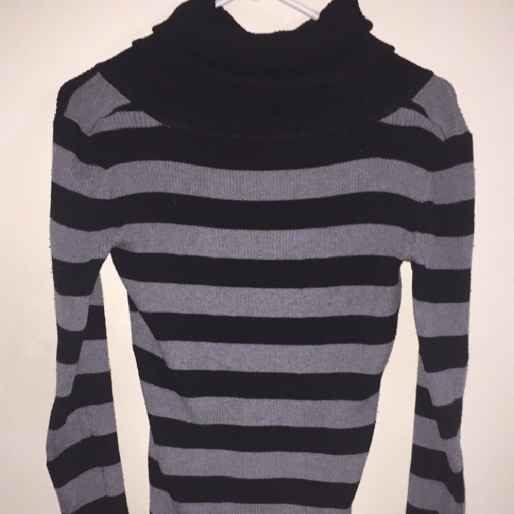 Black and gray cowlneck sweater